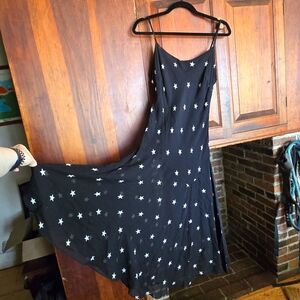 Nine West Black Silk Dress with White Stars - Size 8